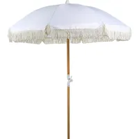 Beliani Sonnenschirm Weiß Rund ⌀ 150 cm mit Volant