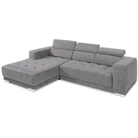 SOMETA Ecksofa Cocoon Samt Stoff Grau Grey