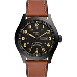 Fossil Defender Herrenuhr, Solarbetriebenes Dreizeiger-Datum mit Edelstahl- oder Lederarmband