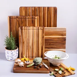 Teakhaus Schneidebrett Traditional Holz 1-tlg. 51 x 38 x 3,8 cm Braun