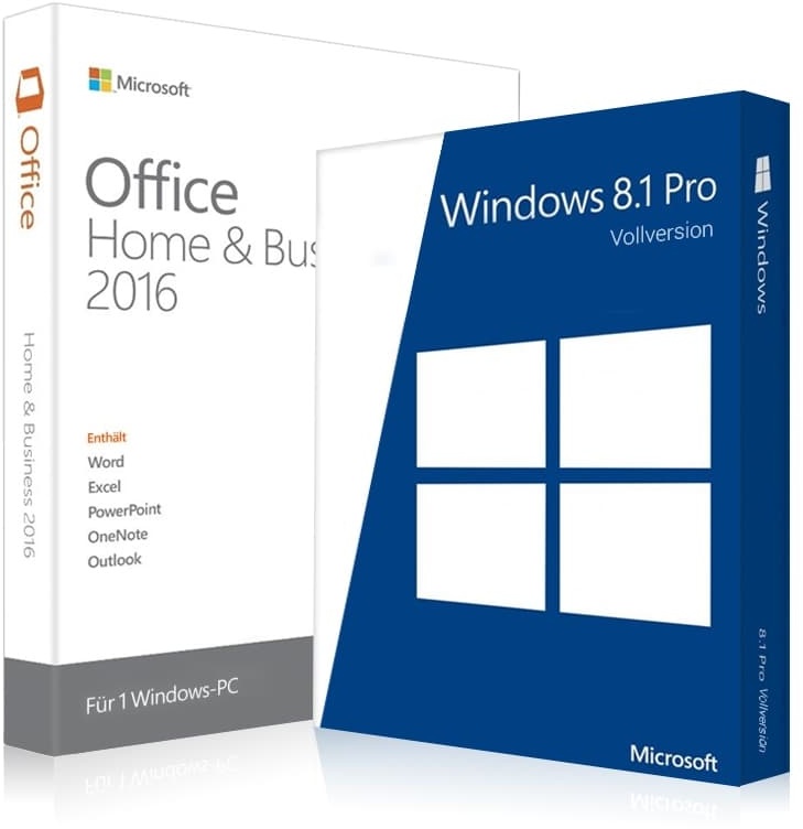 Windows 8.1 Pro + Office 2016 Home & Business 32/64 Bit