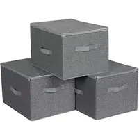 Songmics Aufbewahrungsbox mit Deckel, 3er Set, faltbare Stoffbox mit