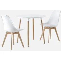 sweeek - Runder Tisch skandinavisch Holz 2 Stühle