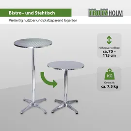 Trutzholm Stehtisch 2in1 höhenverstellbar 70/115cm Ø60cm Aluminium Bistrotisch Partytisch ALU klappbar Gartentisch