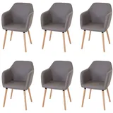 Mendler 6er-Set Esszimmerstuhl Malmö T381, Stuhl Küchenstuhl, Retro 50er Jahre Design ~ Kunstleder, taupe-grau, helle Beine