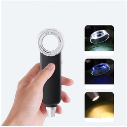 götäzer Lupenbrille 30-fache Handlupe mit Licht, 1-tlg., USB wiederaufladbar, 3 LED 3UV Taschenlampe Zoom