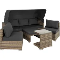 Tectake San Marino Aluminium Rattan Lounge grau
