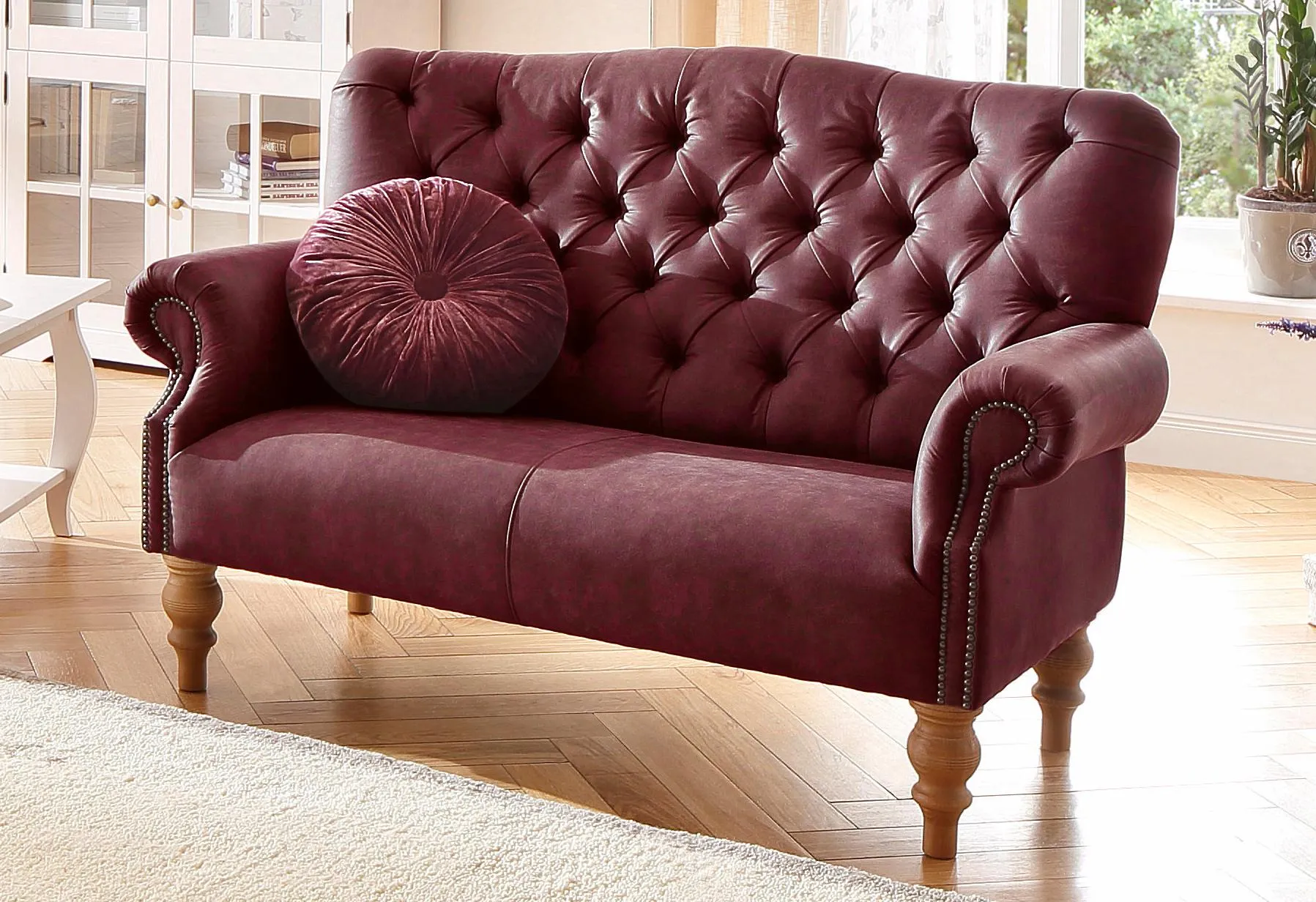 Home affaire Chesterfield-Sofa »Lord«, mit echter Chesterfield-Knopfheftung und Ziernägeln Home affaire rot