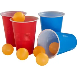 Tectake tectake® Bierpong-Tisch, aus Aluminium mit Eisfach, bodenschonende Kunststofffüße, inklusive 100 Bechern und 6 Bällen