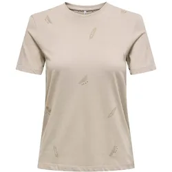 Kurzarmshirt »ONLKITA LIFE REG S/S FEATHERS TOP JRS«, Gr. XL (42), String Print:Boho feathers, , 68409142-XL