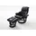 InnoSeat MCA furniture Calgary mit Hocker bis 130 kg belastbar, drehbarer Fernsehsessel mit Liegefunktion, Echtleder schwarz,