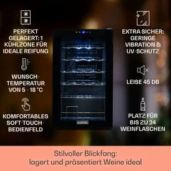 Klarstein Shiraz 24 Uno Weinkühlschrank 63l 24Fl Touch-Bedienfeld  5-18°C Schwarz