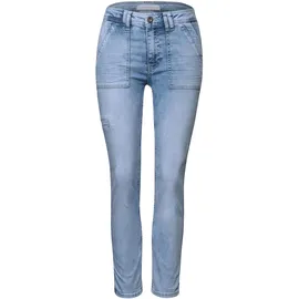 STREET ONE Gerade Jeans STREET ONE, Damen, Gr. 32, Länge 28, ultra bleach random washed, Web, 81% Baumwolle, 16% Polyester, 3% Elasthan, unifarben, normal, Jeans, aus Baumwolle mit Stretchanteil