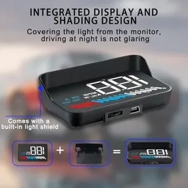 cgeamdy Auto-Neuer OBD-Tachometer HUD Head-up-Display B2 Multifunktions-Autodiagnosedetektor-Tachometer Sicheres Fahren,