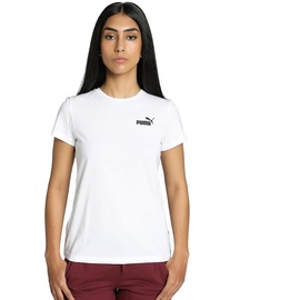 Puma Damen Kleines Logo T Shirt Rundhals Top Kurzarm Weiß M