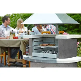 Buschbeck Grillkamin Zürich mit Edelstahlhaube 110 x 65 x 210 cm anthrazit/weiß