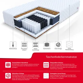 Fdm Taschenfederkernmatratze, Weiß, Textil, H4, Füllung: Taschenfederkern, Rechteckig, 100x200 cm, Oeko-Tex® Standard 100, Schlafzimmer, Matratzen Shop, Matratzen, Taschenfederkernmatratzen