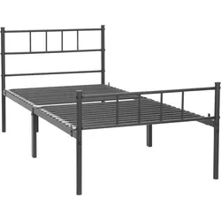 Metallbett INOSIGN "Amrum Bett Bettgestell Bettrahmen Einzelbett Doppelbett Stahlbett", schwarz (schwarz, schwarz, schwarz), B:93cm H:89cm L:207,5cm, Betten, Schlafzimmerbett inkl. 26 Lattenroste zum Schutz der Matratze