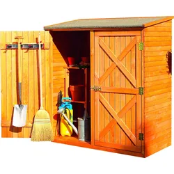 Garten-Geräteschrank PROMADINO "Pforzheim", braun (honigbraun), Holz, Gerätehäuser