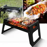 GARTENGRILL, Holzkohlegrill TRAGBARER FALTBARER TOURISTENKOFFER AUS HOLZKOHLE, CAMPING, Edelstahl Koffer-Grill für Camping & Ausflüge, Grills für Outdoor Party, klein, tragbar Camping (TG71420)