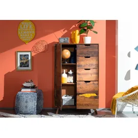 Massivmoebel24 Kommode Sheesham 90x40x145 walnuss lackiert MALMÖ 2 109