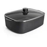 WOLL Eco Logic QXR Bräter inklusive Glasdeckel - Induktiv -, 31 cm x 26 cm, 11 cm hoch, 7.5 Liter - Geeignet für alle Herdarten, PFAS-frei, Aluminiumguss, Antihaft-Versiegelung, backofenfest