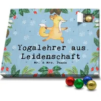 Mr. & Mrs. Panda Schoko Adventskalender Yogalehrer Leidenschaft - Blau Pastell - Geschenk, Jubiläum, Schokoladen Adventskalender, Rente, Firma, Ab... - Blau