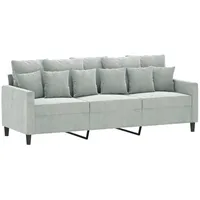 vidaXL 3-Sitzer-Sofa Hellgrau 180 cm Samt