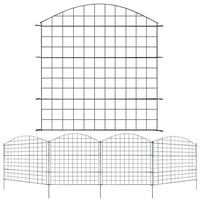 Izrielar Teichzaun, 11 Stück Set Gitterzaun Metallgitter, Teichzaun Steckzaun Metallzaun - 5 Zaunelemente 6 Befestigungsstäbe (Oberbogen)