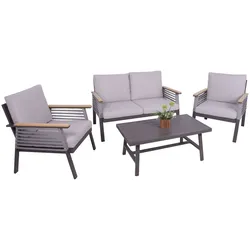 DENIA Lounge-Gruppe: Elegantes Outdoor-Set mit beigen Kissen und Tisch