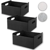 Aufbewahrungskorb Filz Organizer faltbare Aufbewahrungsbox Filz Box Aufbewahrung Filz Aufbewahrungsbox Kleiderschrank Regal Korb Filz Filzkorb Aufbewahrung Kleiderschrank (schwarz, 3er)