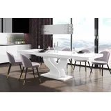 Design Esstisch Tisch HEB-111 Hochglanz ausziehbar 160 bis 256 cm - Weiß