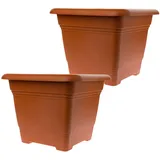 2friends Pflanzkübel groß außen 40x40cm (2er Set) - Frostbeständiger Blumentopf draussen aus Kunststoff - Made in Germany - Blumenkübel außen mit UV-Schutz - Terracotta
