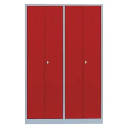 2er Spind für Schwarz-Weiss-Trennung Spint Stahl-Kleiderschrank grau/Rot 510444