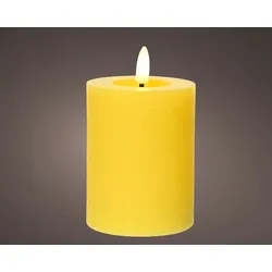 Lumineo LED Kerze mit Timerfunktion 7x11cm Wachs - flackernde Flamme Echtwachskerze Kerzen batteriebetrieben Wachskerze Stumpenkerze Rustik Gelb Warmweiß