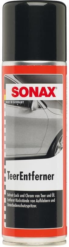 SONAX Teer Entferner 300ml löst Aufkleber-Rückstände, Ölflecken von Lack / Chrom