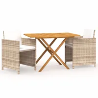 vidaXL Garten-Essgruppe 3-tlg. Beige