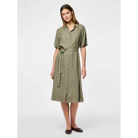 Pieces Hemdblusenkleid Midi Unifarben Grün 34