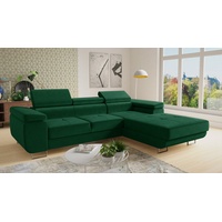 silape Ecksofa Divo mit einstellbare Kopfstützen und Schlaffunktion, Couchgarnitur, Sofagarnitur, Couch, Schlafsofa (Grün (Kronos 19), Ecksofa Rechts) - Grün