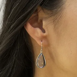 Jamelli Ohrhänger 34mm Silber 925 rhodiniert blau Quarz