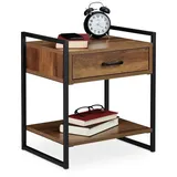 Relaxdays 2 x Nachttisch, Industrial, Braun,Schwarz