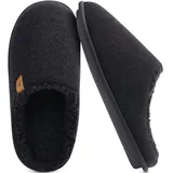 KuaiLu Herren Filz Hausschuhe Warme Flauschig Plüsch Schlafzimmer Pantoffeln Männer Rückstellschaum Leicht Slippers Rutschfeste Sohlen im Herbst und Winter für Drinnen und Draussen Schwarz 48 - 48 EU