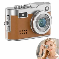 Retro Kinderkamera 0.96 Zoll IPS Display, 1080P Video, 32GB Speicher, leichte Mini Digitalkamera für Kinder & Jugendliche - Braun