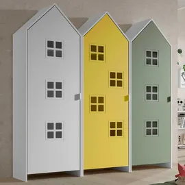 Vipack Kinderkleiderschrank CASAMI BRUGES 3-türig MDF gelb/grün/weiß