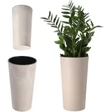 Kadax Blumentopf mit Holzspänen, eleganterübertopf, 30 cm, creme - KADAX