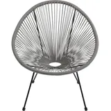 Kare Design Sessel Acapulco, Grau, Indoor und Outdoor Stuhl im Retro-Design, Gartenstuhl, Relaxsessel für Balkon, Garten, Terrasse, Schwarzes Stahlgestell, 85x73x78 cm (H/B/T)