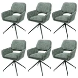 Mendler 6er-Set Esszimmerstuhl HWC-N74, Küchenstuhl, drehbar Auto-Return, Stoff Chenille (490g/m2) grün