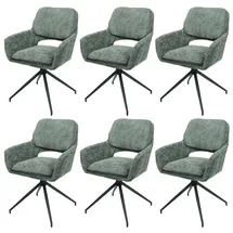 Mendler 6er-Set Esszimmerstuhl HWC-N74, Küchenstuhl, drehbar Auto-Return, Stoff Chenille (490g/m2) Öko-Tex ~