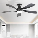 Sofucor 132cm Deckenventilator mit Beleuchtung, Deckenventilator mit Licht und Fernbedienung, DC,3 Farbtemperatur, Timer, 6 Geschwindigkeiten,Leise Deckenventilator für Schlafzimmer Wohnzimmer