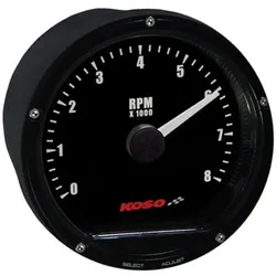 KOSO Tacómetro Cara negra 8000 RPM, schwarz